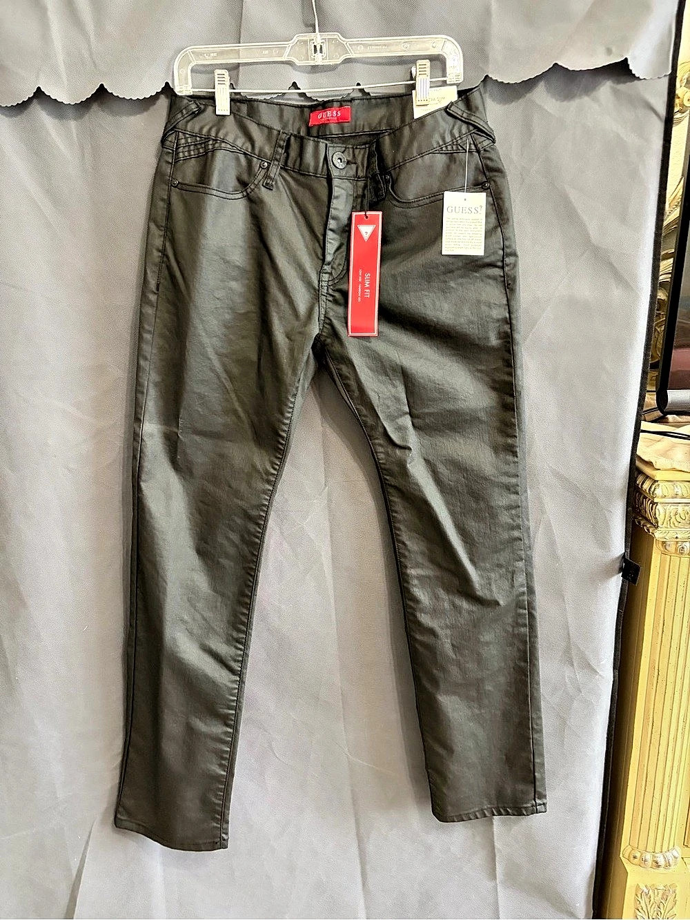 Guess Men's Coated Denim Slim Tapered Zip Jeans Coated Denim Slim Tapered Zip